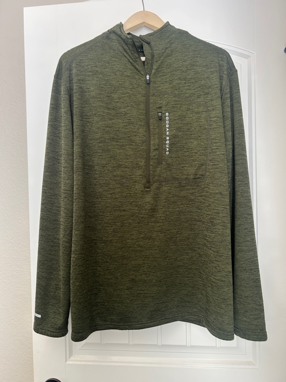 Men's Olive Green Quarter-Zip Performance Sweater